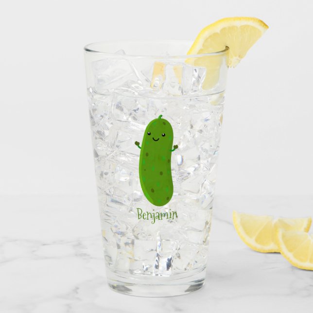 Verre Caricature de cornichon joyeux (Dos glace)
