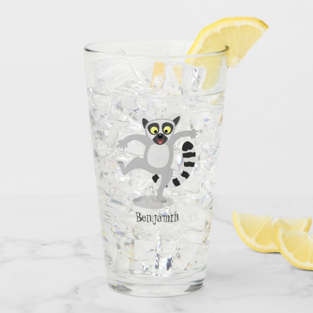 Verre Caricature de danse lémurienne en anneau mignon (Dos glace)