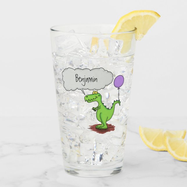 Verre Caricature de dragon dragon drôle et vert respiran (Dos glace)