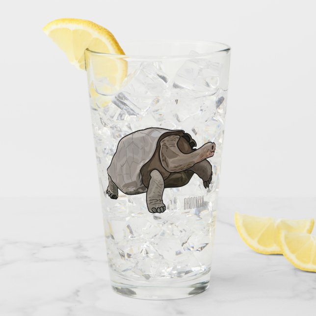 Verre Caricature de la tortue des Galapagos (Devant glace)