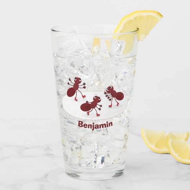 Verre Caricature de patinage sur glace de Happy red four (Dos glace)