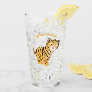 Verre Caricature de petit tigre joyeux