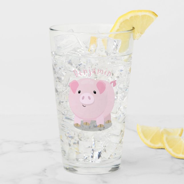 Verre Caricature de porc mignon rose pot vendue (Dos glace)