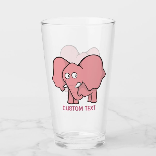 Verre Caricature d'éléphant rose (Devant)