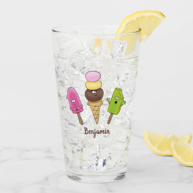 Verre Caricature drôles de glace popsicle dessin animé t (Dos glace)
