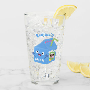 Verre Caricature en carton de lait joyeux