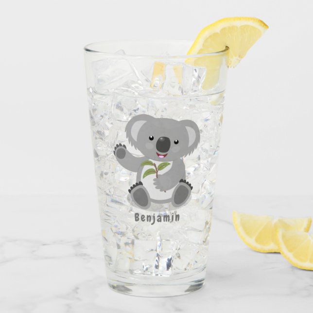Verre Caricature joyeux koala agitant (Dos glace)