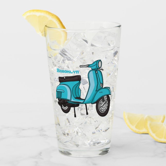 Verre Caricature moto mopée mûre illustration (Devant glace)