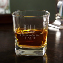 Verre carré sophistiqué gravé de whiskey