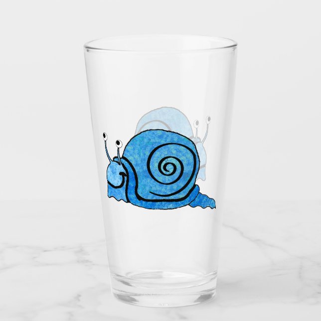 Verre Cartoon mignon Smiling Blue Patterned Snail (Devant)