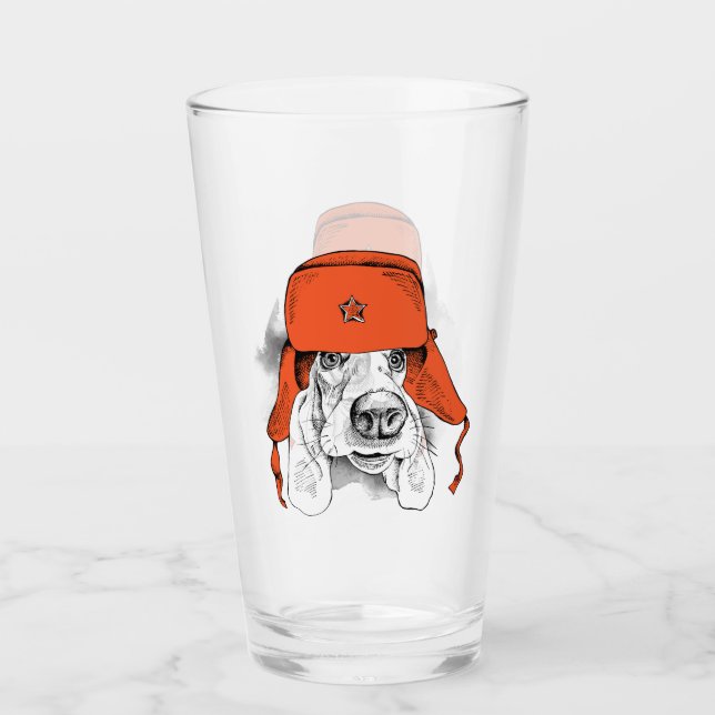 Verre Casquette rouge de Basset Hound | Ushanka (Devant)