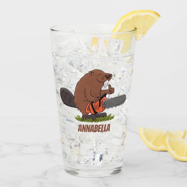 Verre Castor drôle avec humour de dessin animé de tronço (Dos glace)