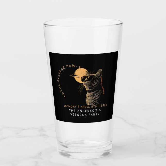 Verre Cat 2024 Total Solaire Eclipse Viewing Party Invi (Devant)