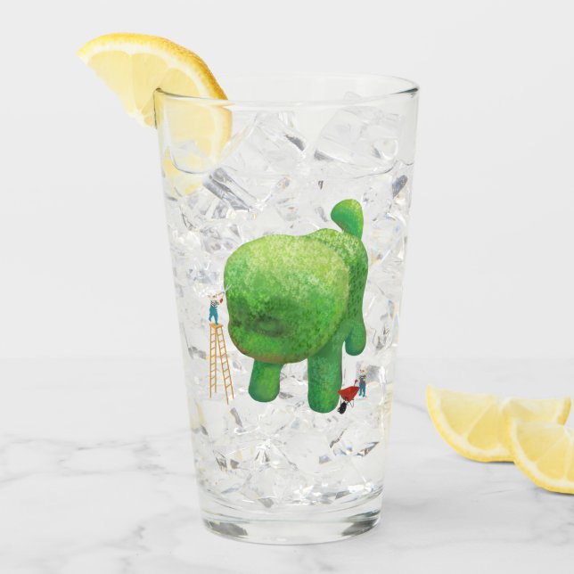 Verre Cat Gardeners Green Topiary Animal Surreal (Devant glace)