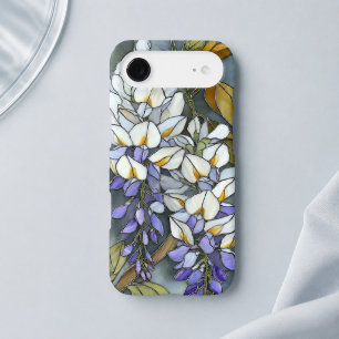 Verre Cathédrale Fleur de Glycine Blanche Art Nouv