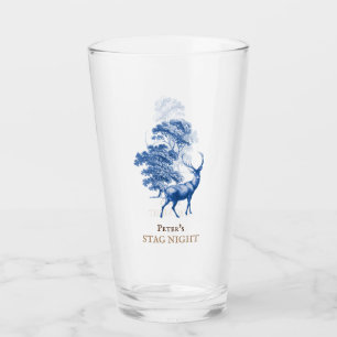 Verre Cerf de Toile Bleue Vintage Classé en Forêt