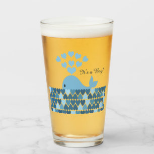 Verre C'est un garçon mignon baleine bleue et les coeurs