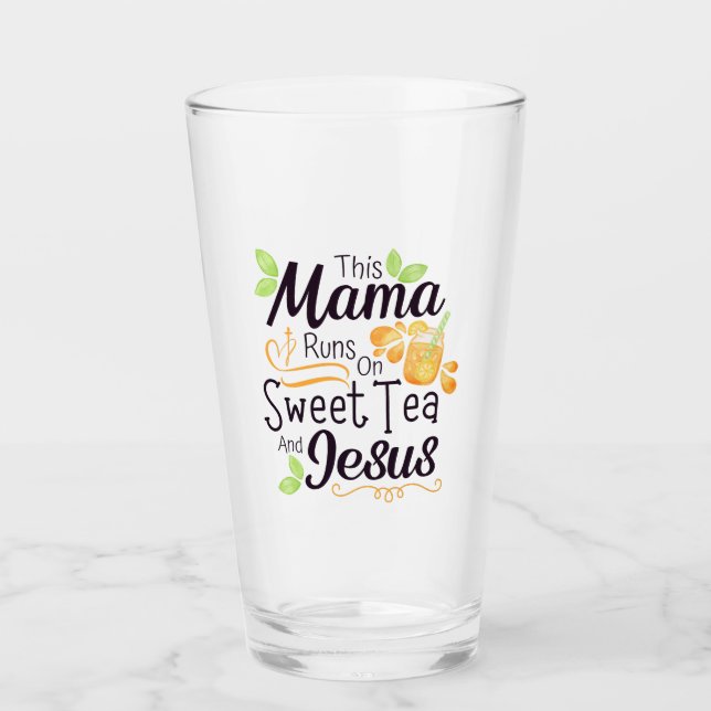 Verre Cette maman tourne sur le thé sucré et Jésus (Devant)