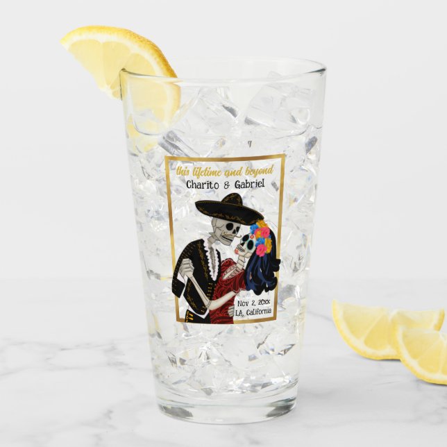 Verre Charro et Catrina Sugar Skuls Dansant (Devant glace)