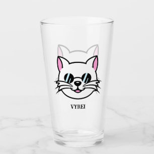 Verre Chat blanc portant des lunettes noires / lunettes 