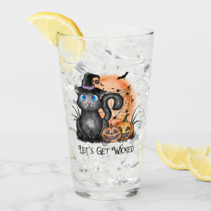 Verre Chat en sorcière noire avec Spider Web & Jack-O'-L