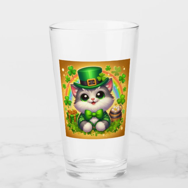 Verre Chat mignon/chaton Saint Patrick's Day (Devant)