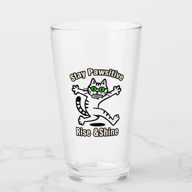 Verre Chat Restez Positif (Devant)
