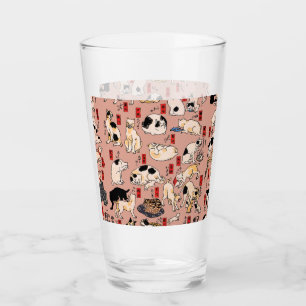 Verre Chats japonais Ukiyo-e Art drôle