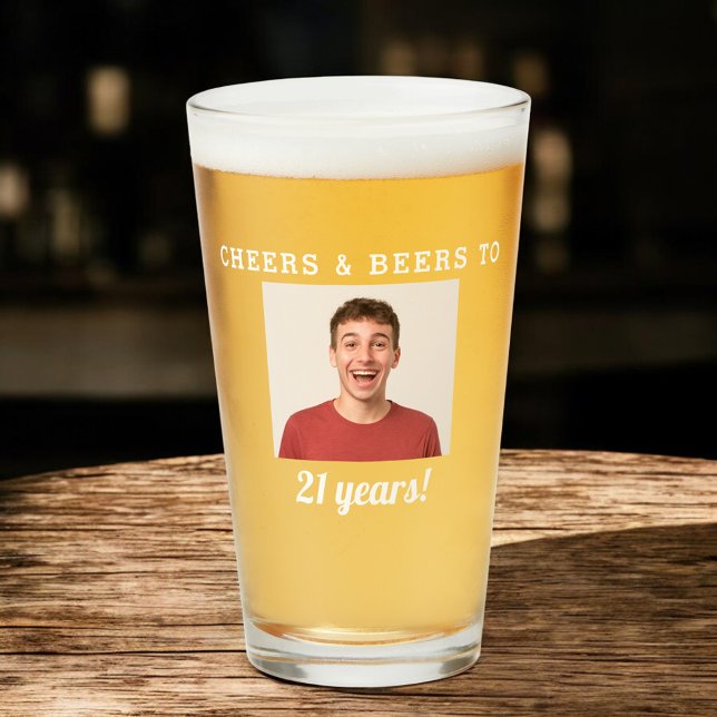 Verre Cheers & Beers 21 Ans Photo Anniversaire (Créateur téléchargé)