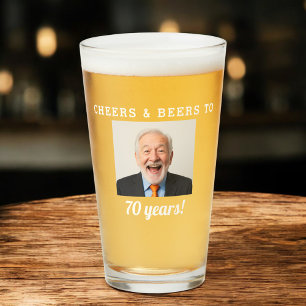 Verre Cheers & Beers 70 Ans Photo Anniversaire