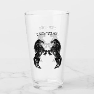 Verre Chevaux sauvages noirs droits - Ajouter votre text