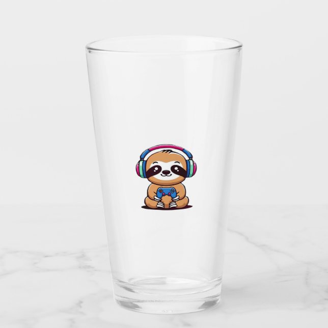 Verre Chibi Kawaii Sloth Gamer � Cute Funny Animal with  (Devant)