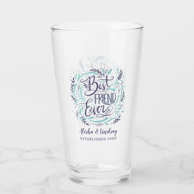Verre Chic Lettré À La Main Meilleur Ami Jamais Personna (Devant)