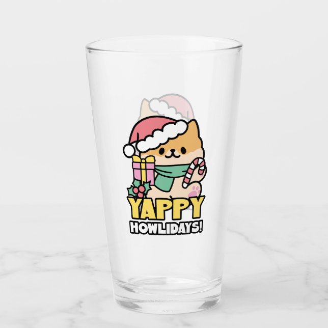 Verre Chien de Noël mignon - Yappy Howlidays (Devant)