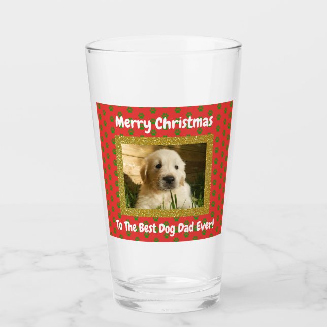 Verre Chien de Noël Papa Meilleur Jour Animal Photo Pint (Devant)