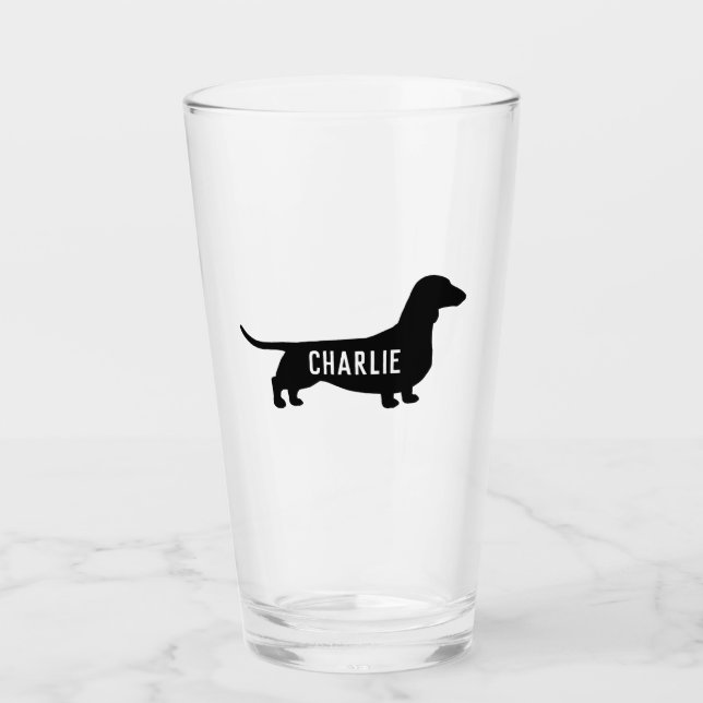 Verre Chien de saucisse de silhouette de teckel (Devant)