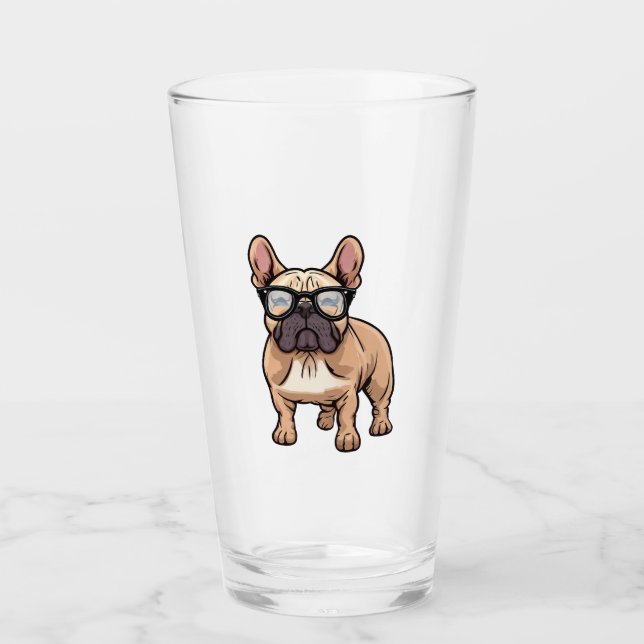 Verre Chien de taureau français portant des lunettes (Devant)
