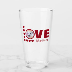 Verre Chien mignon amour Coeurs Valentines Jour Rouge