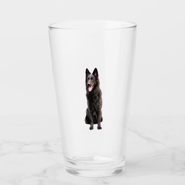 Verre Chien noir berger allemand (Devant)