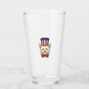 Verre Chien patriotique chapeau haut de forme vintage ve