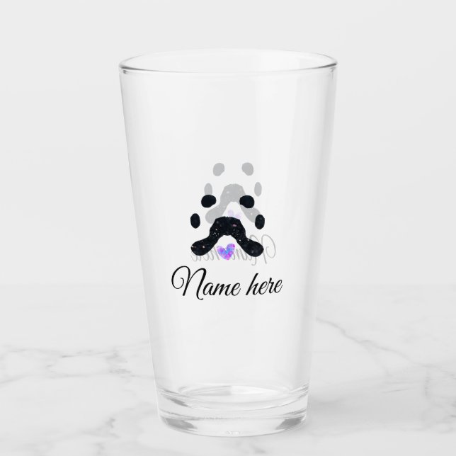 Verre Chien patte noir animal ajouter nom texte animal p (Devant)