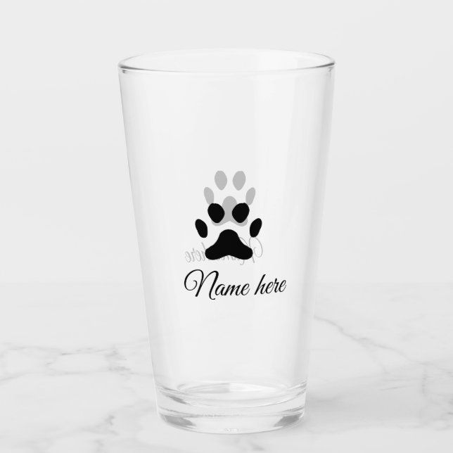 Verre Chien patte noir animal ajouter nom texte animal p (Devant)