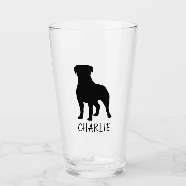 Verre Chien Rottie personnalisé par silhouette de (Devant)