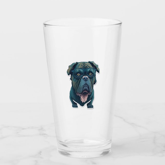 Verre Chien vert avec lunettes (Devant)