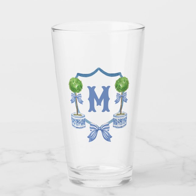 Verre Chinoiserie Aquarelle Bow Topior Monogramme Crest (Devant)