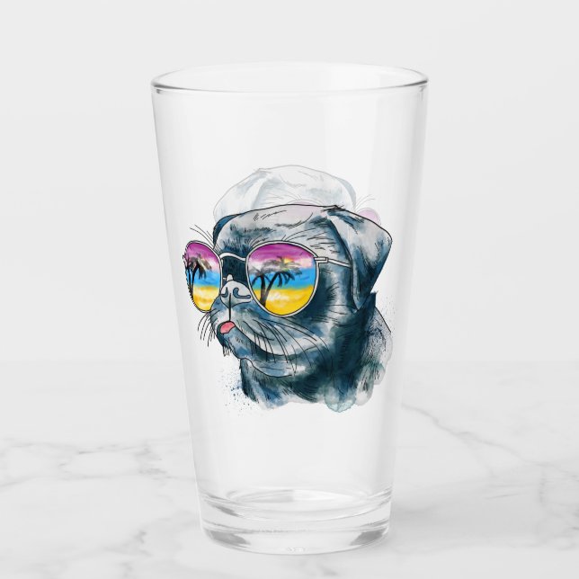 Verre Chiot tropical d'aquarelle (Devant)
