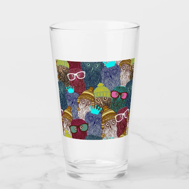 Verre Chouette dans la couronne (Devant)