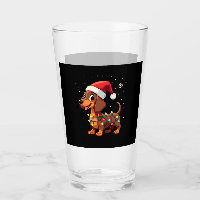 Verre Christmas Dog Dachshund Santa Xmas Wiener 3 (Devant)