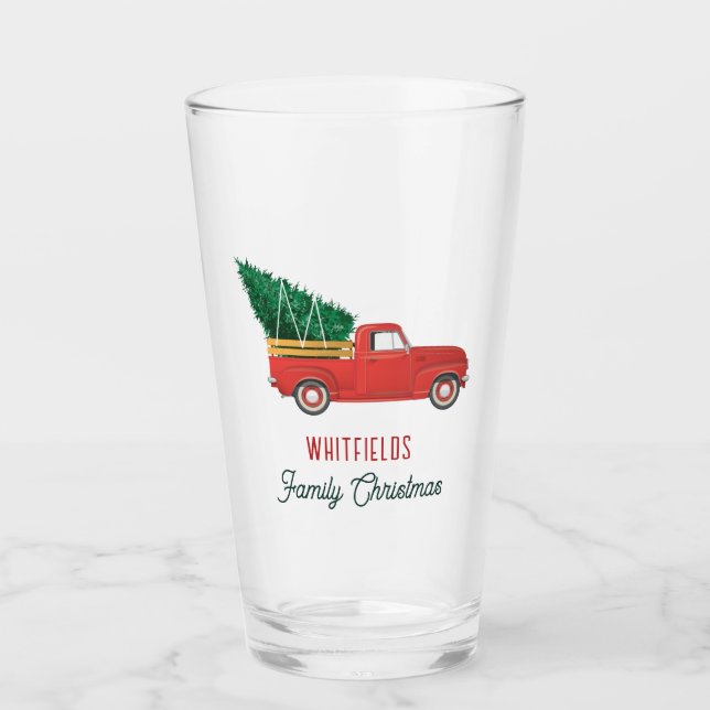 Verre Christmas Red Truck Family Holiday Custom (Devant)