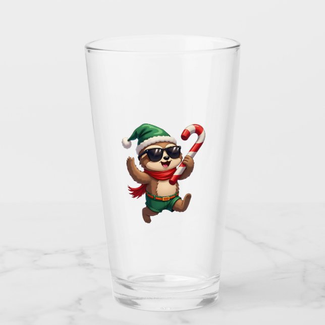 Verre Christmas Sloth Elf Peppermint Candy Cane Shirt Gi (Devant)